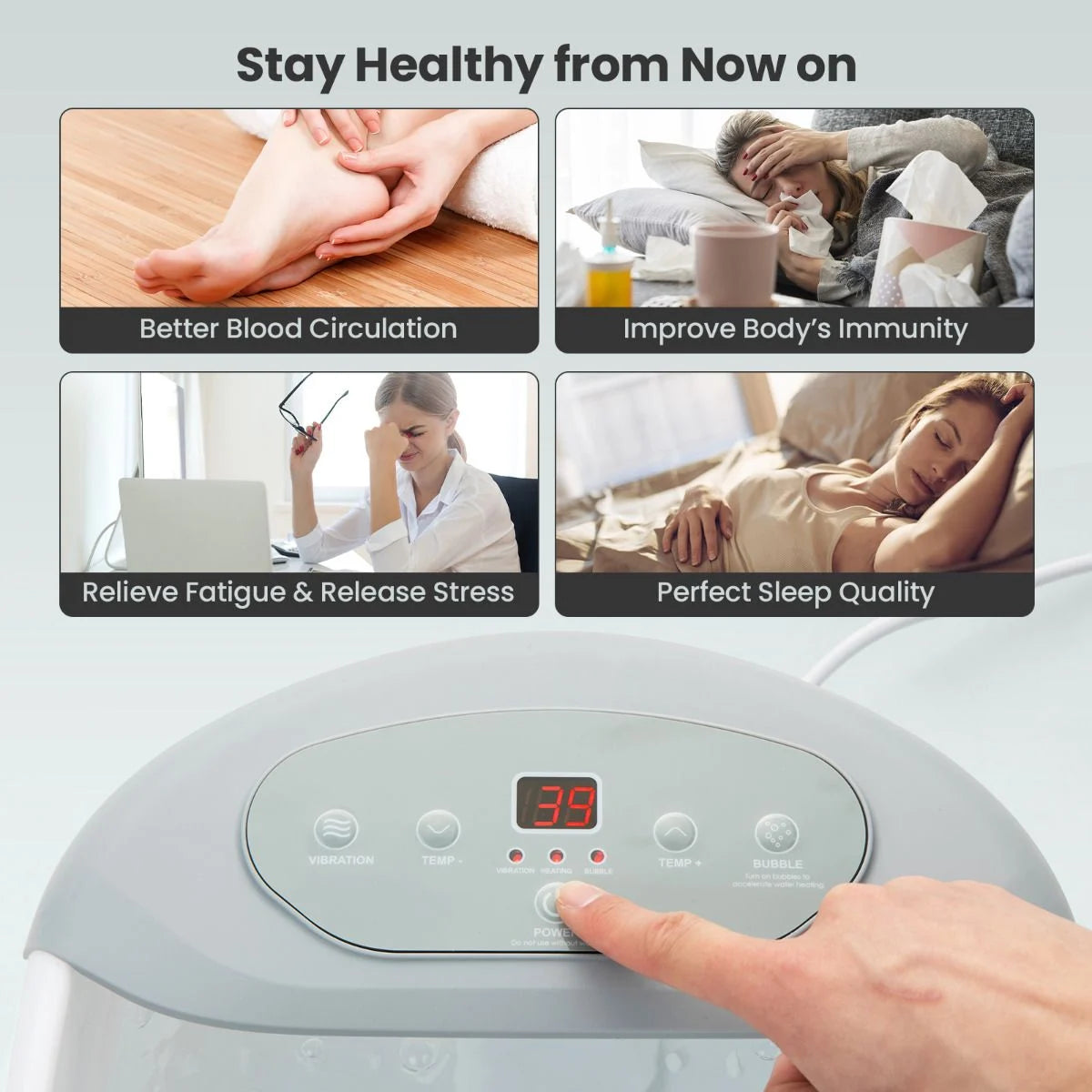 Foot Spa Massager with Removable Pedicure Stone
