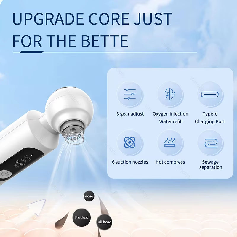 2025 New Blackhead Remover Pore Vacuum with Hot Compress Electric Facial Hydrating Cleaner Pimple Extractor Face Beauty Device