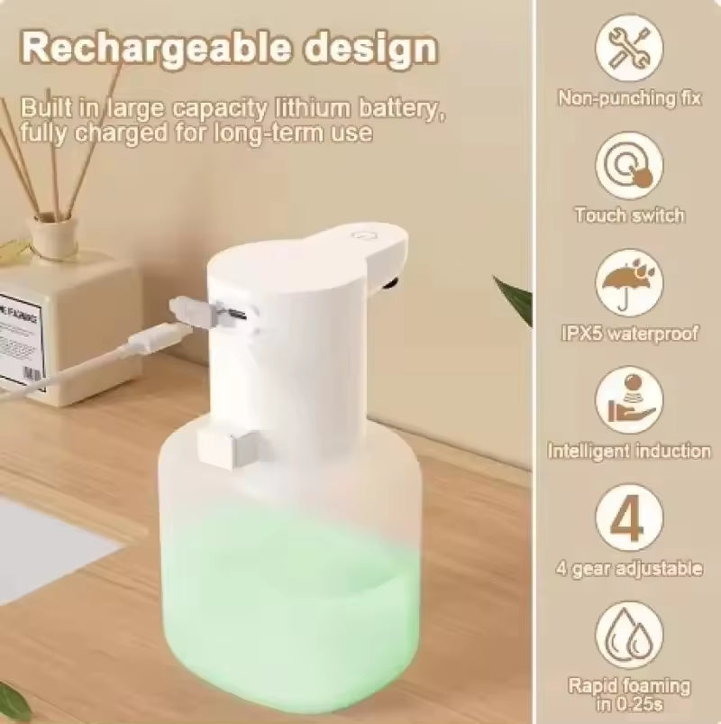 500ML Wall-Mounted or Tabletop IPX5 Waterproof 4-Gears Adjustable Foam/Gels Electric Intelligent Automatic Sense Soap Dispenser