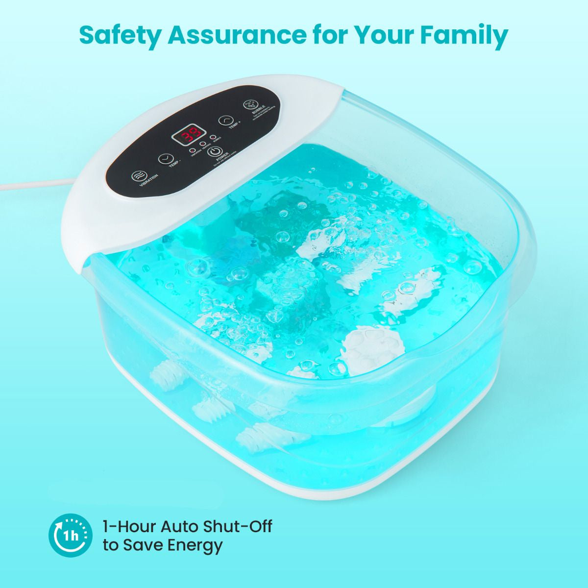 Foot Spa Massager with Removable Pedicure Stone