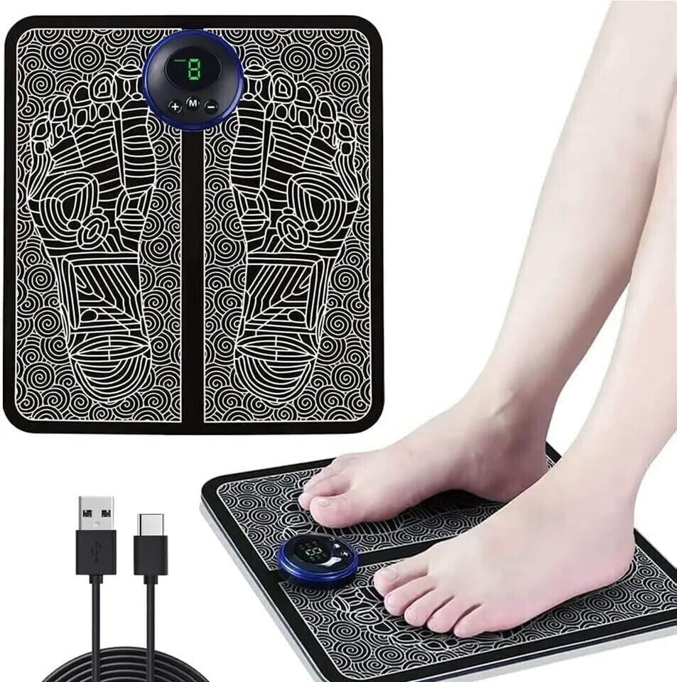 EMS Foot Massager Mat Electric Pad Blood Muscle Circulation Relief Pain LED USB