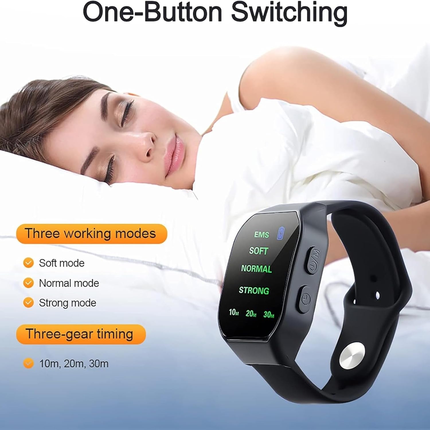 Sleep Aid Wristband Device, Portable Microcurrent Sleep Technology Aid Machine with Microcurrent Low- Frequency Pulse and 3 Gear Adjustable Modes and Compact, for Stress Relief