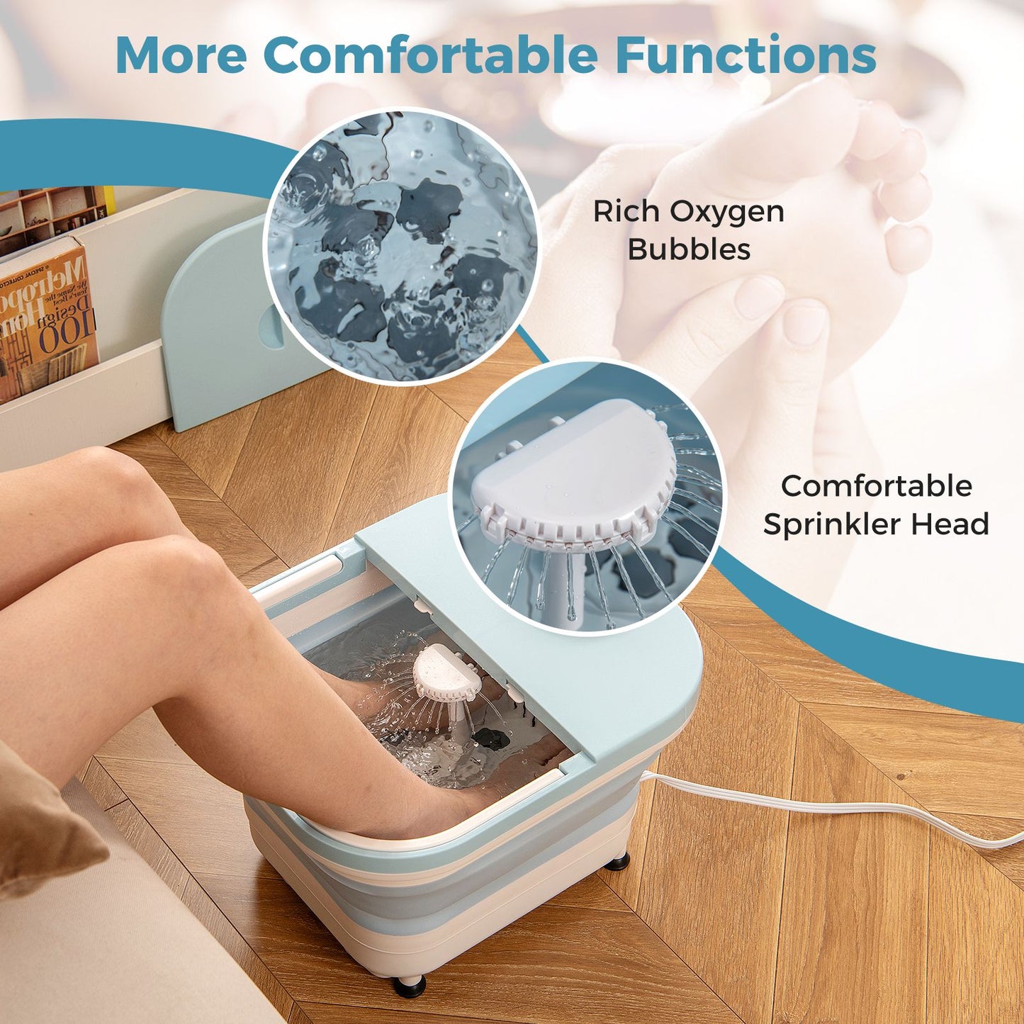 Collapsible Foot Spa Massager Bath Tub with Heat Shower and Timer