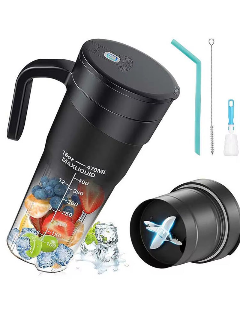 Portable Blender Cup Bottle USB Rechargeable Blades Fruit Mixer Mini Hand Juicer Blender Smoothie with Straw