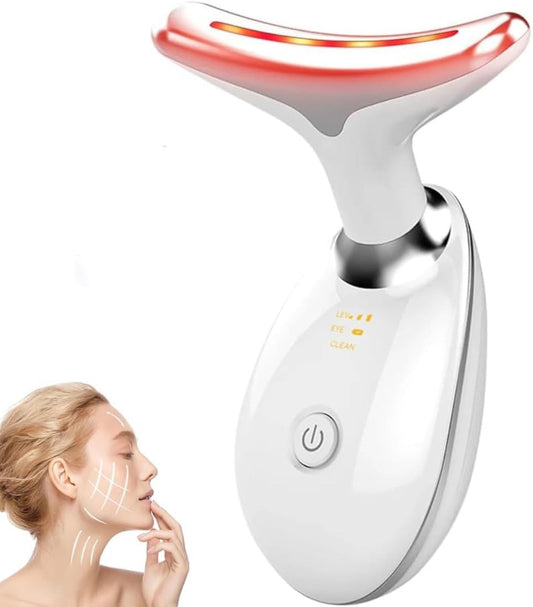 True Beauty Glow 7 Color Neck Face Massager, Portable Sculpting Tool, Electric Skin Tightening Machine for Face and Neck Care (White)