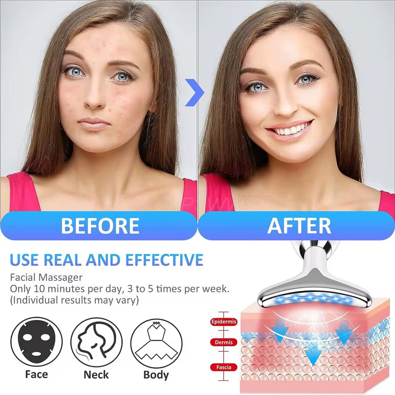 7 Color Neck Beauty Device EMS Face Lifting Massager Double Chin Remover LED Photon anti Wrinkle Skin Tightening Facial Massager