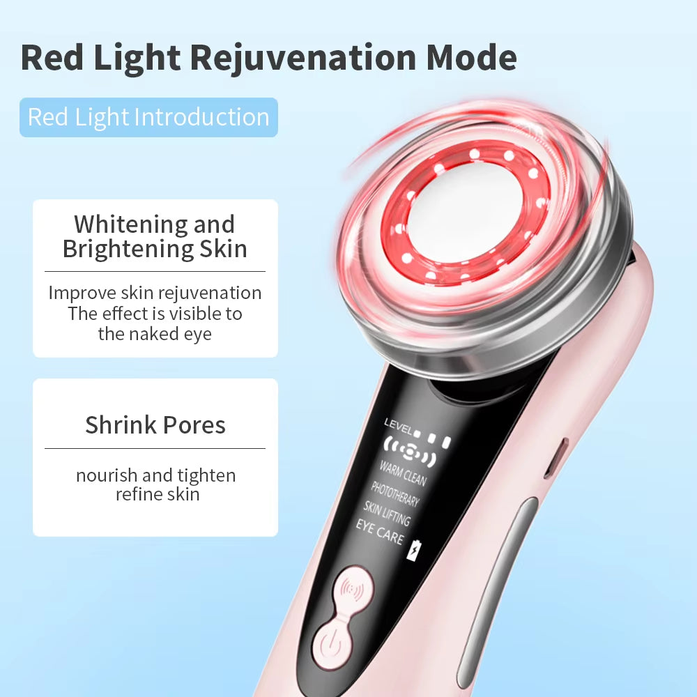 Photon Facial Massager Face Lift Beauty Machine Red Blue LED Light Skin Rejuvenation Warm Cleansing anti Aging Lifting Tighten