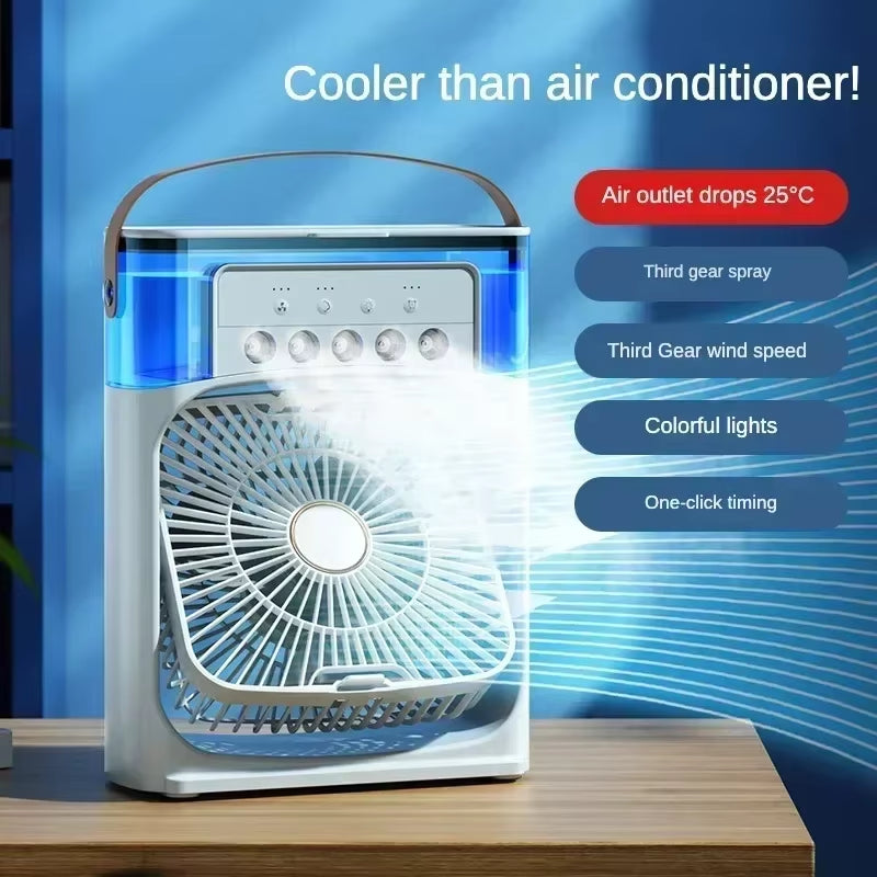 3 in 1 Fan Air Conditioner Household Mini Air Cooler LED Night Light Portable Humidifier Adjustment Fan Office Home Fan Amagi