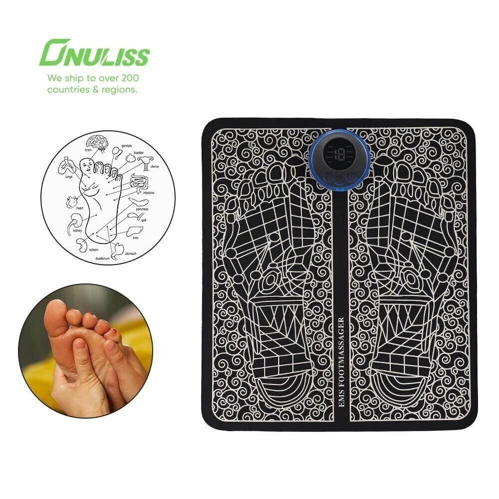 EMS Foot Massager Mat Electric Pad Blood Muscle Circulation Relief Pain LED USB