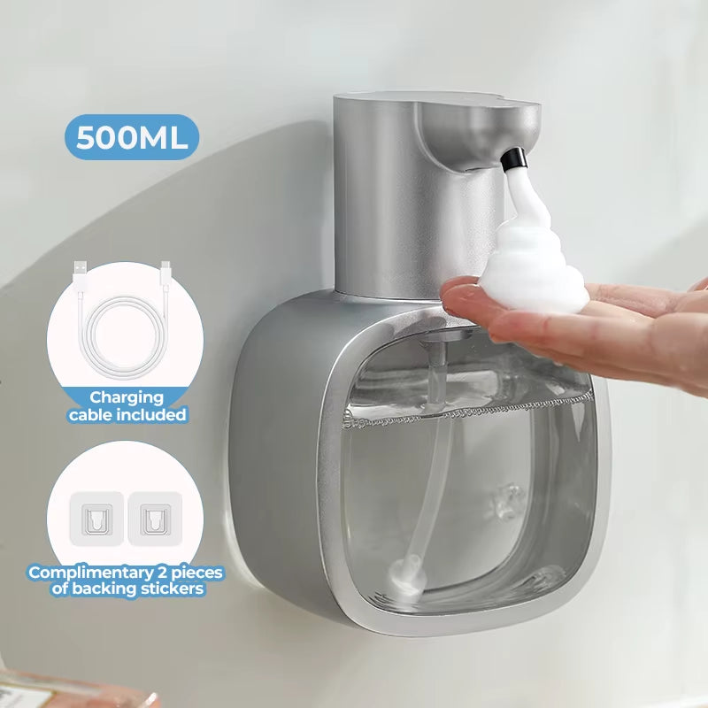 New Wall Mounted Automatic Soap Dispenser Foam Smart Hand Washing Machine 500Ml Liquid Rechargeable Bathroom Induction Sensor