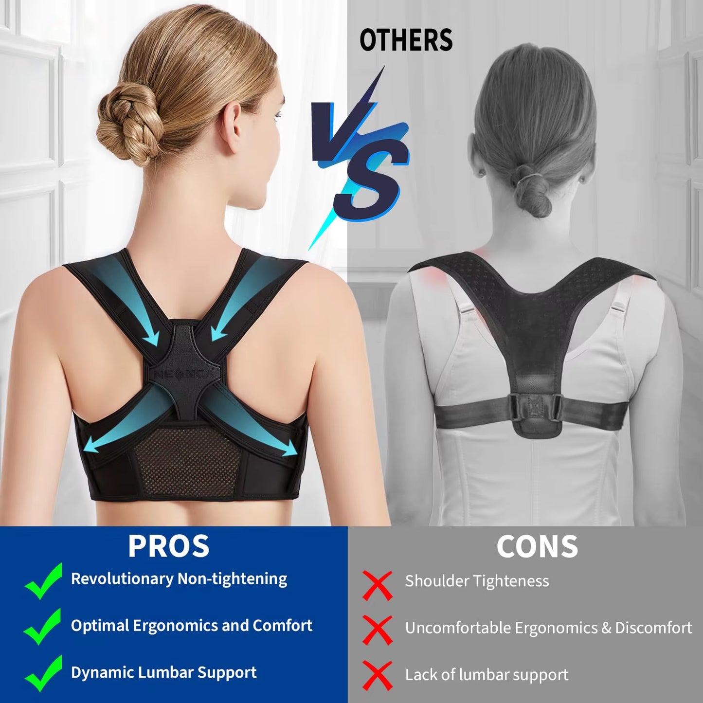 Posture Corrector for Back Support Adjustable Shoulder Posture Brace for Men and Women