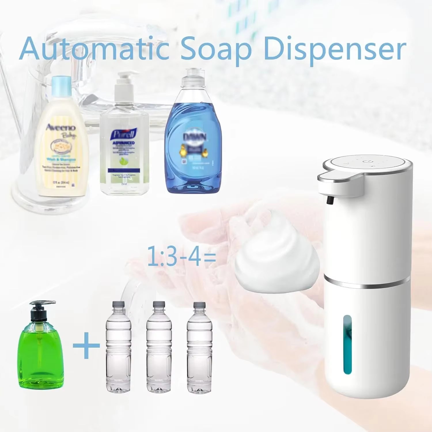 Intelligent Induction Hand Washer, Automatic Liquid/Foma Soap Dispenser Wall Mounted Vertical Hand Sanitizer Soap Dispenser