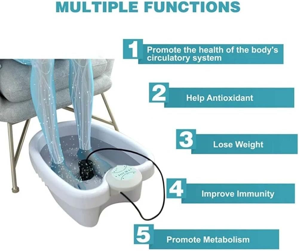 Ionic Foot Spa, 2.0 Ionic Foot Bath Machine at Home Detox and Cleanse, Hydrogen Balance Ion Detox Footbath Motorized Massage Rollers, Improve Sleep