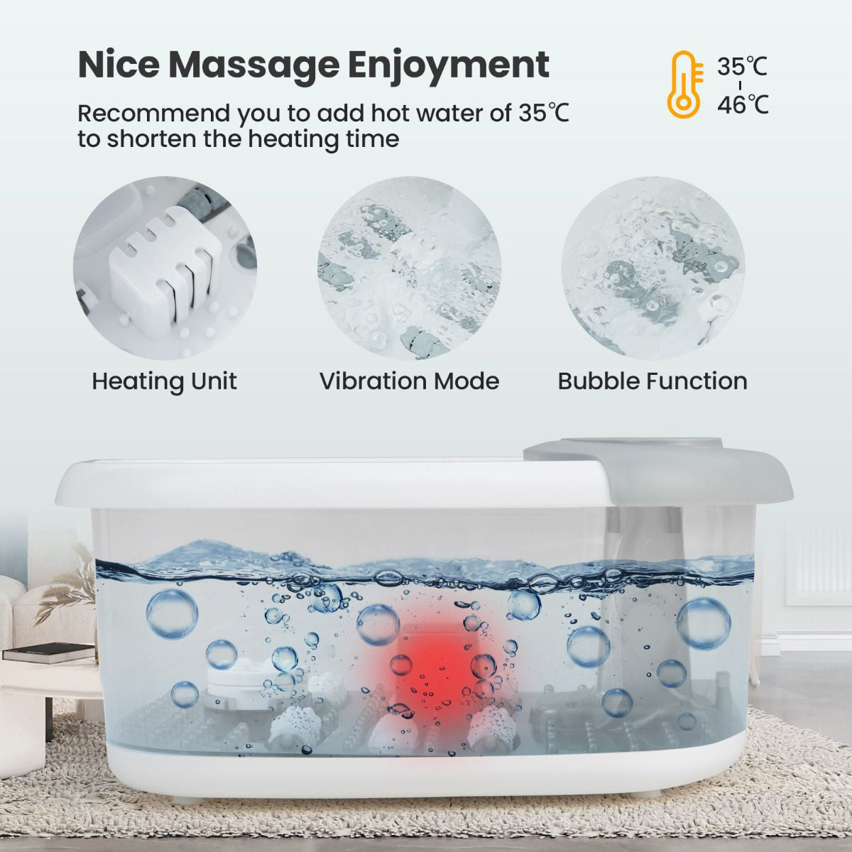Foot Spa Massager with Removable Pedicure Stone