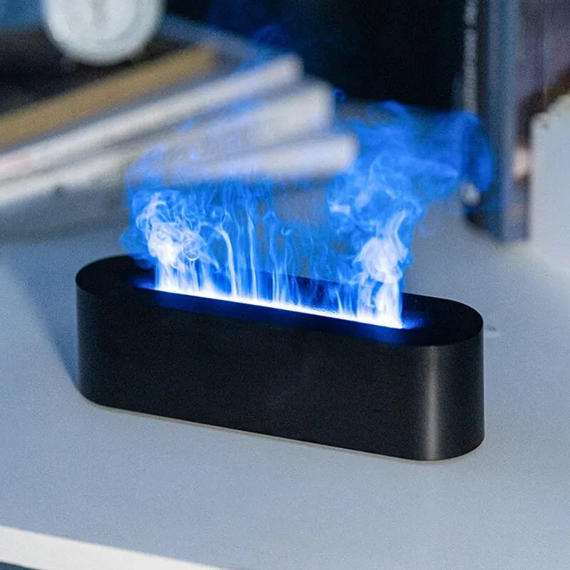 Newest RGB Flame Aroma Diffuser Humidifier USB Desktop Simulation Light Aromatherapy Purifier Air for Bedroom with 7 Colors