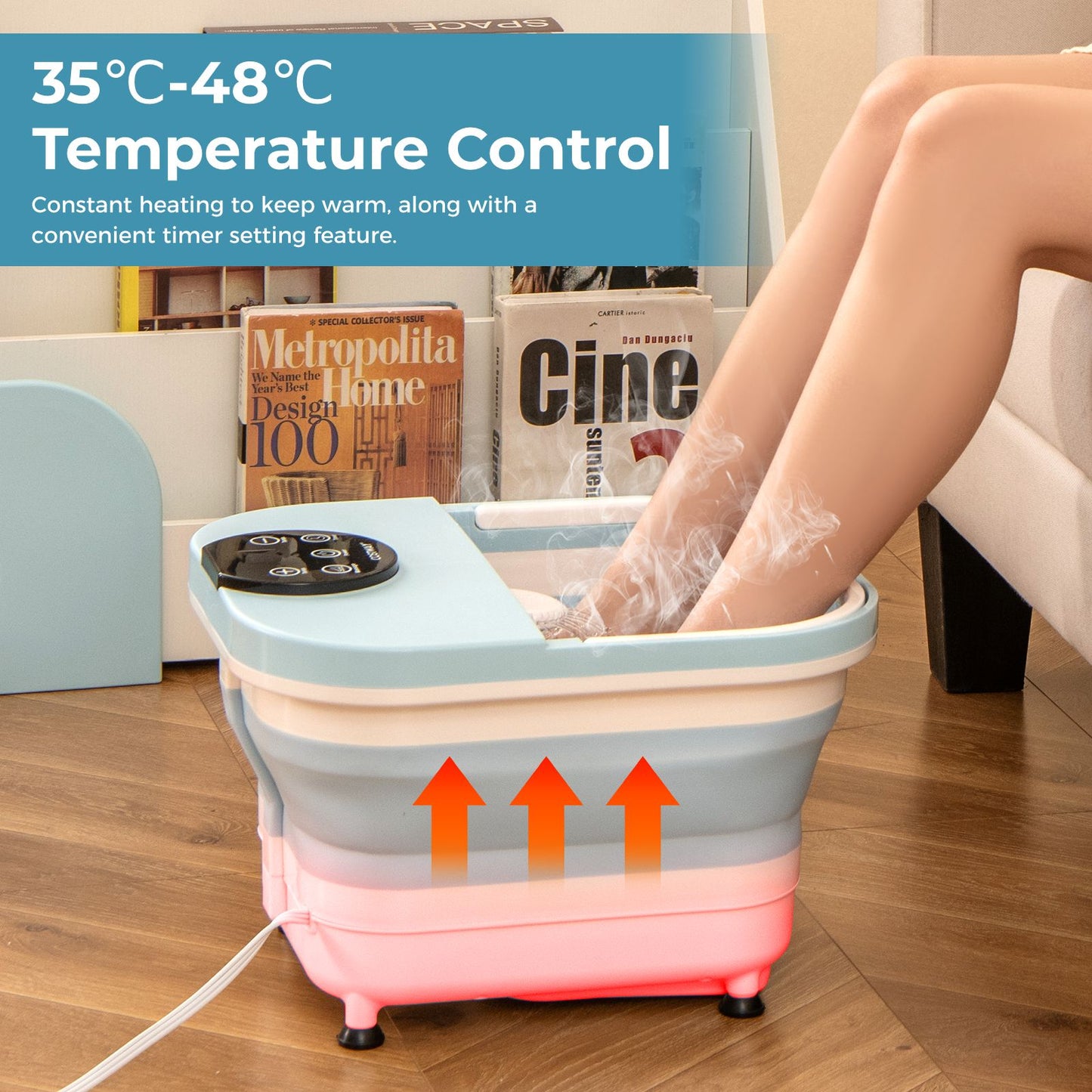 Collapsible Foot Spa Massager Bath Tub with Heat Shower and Timer