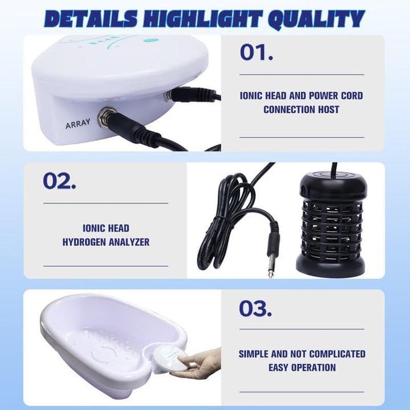 Ionic Foot Spa, 2.0 Ionic Foot Bath Machine at Home Detox and Cleanse, Hydrogen Balance Ion Detox Footbath Motorized Massage Rollers, Improve Sleep