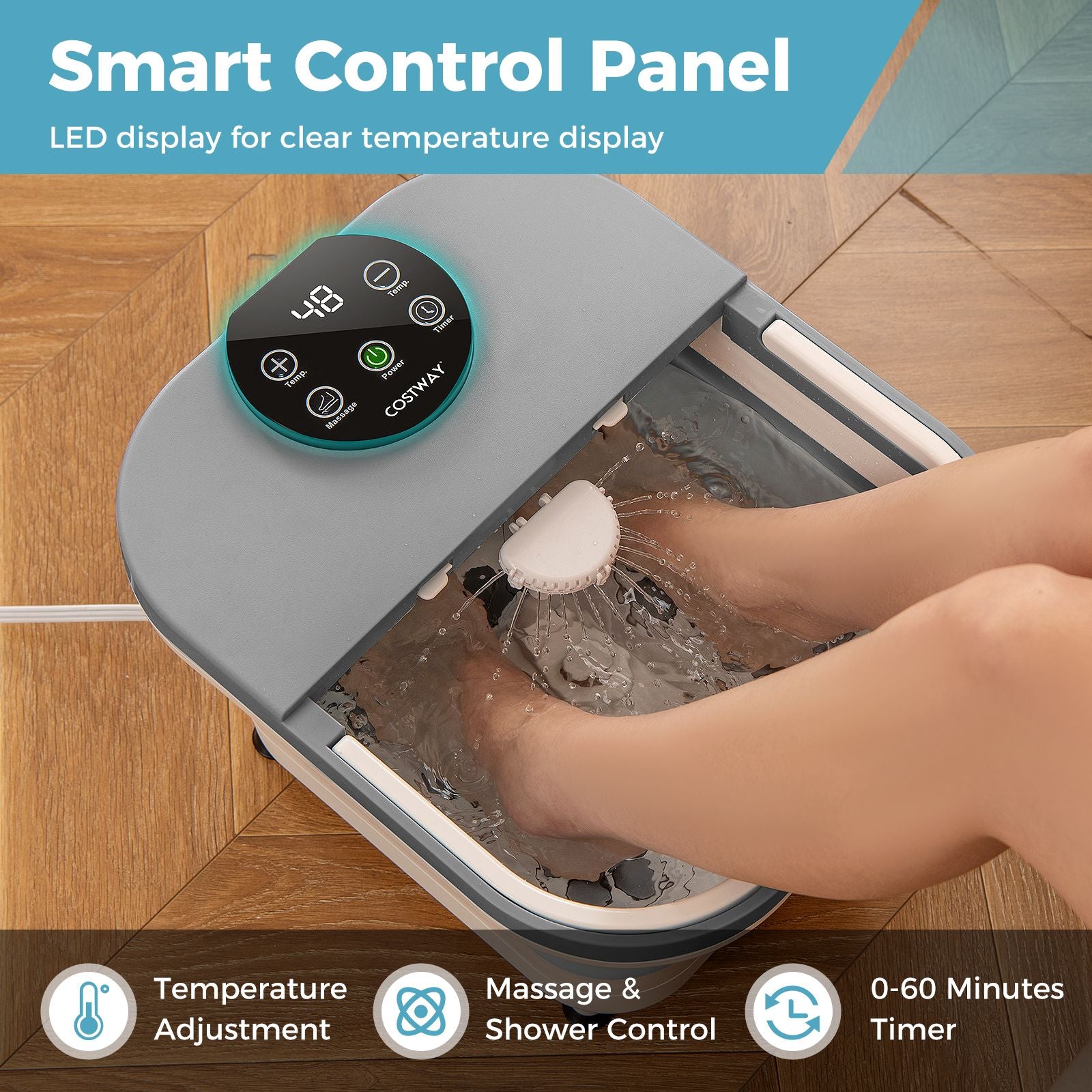 Collapsible Foot Spa Massager Bath Tub with Heat Shower and Timer