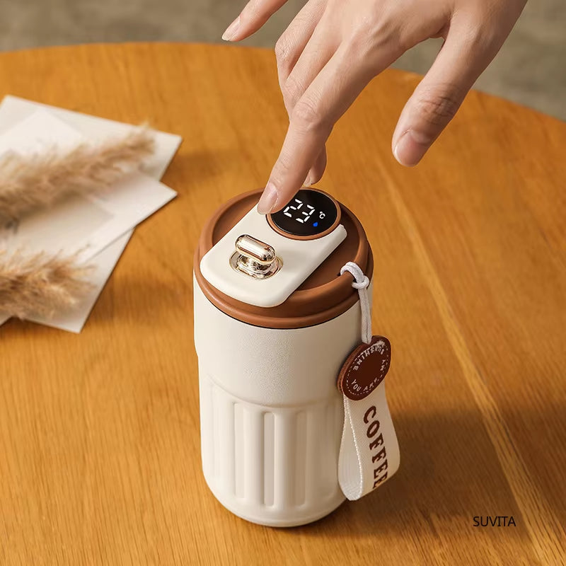 450ML Thermos Water Bottle Smart Display Temperature Stainless Steel Vacuum Coffee Cup Keep Cold and Heat Travel Thermal Mug