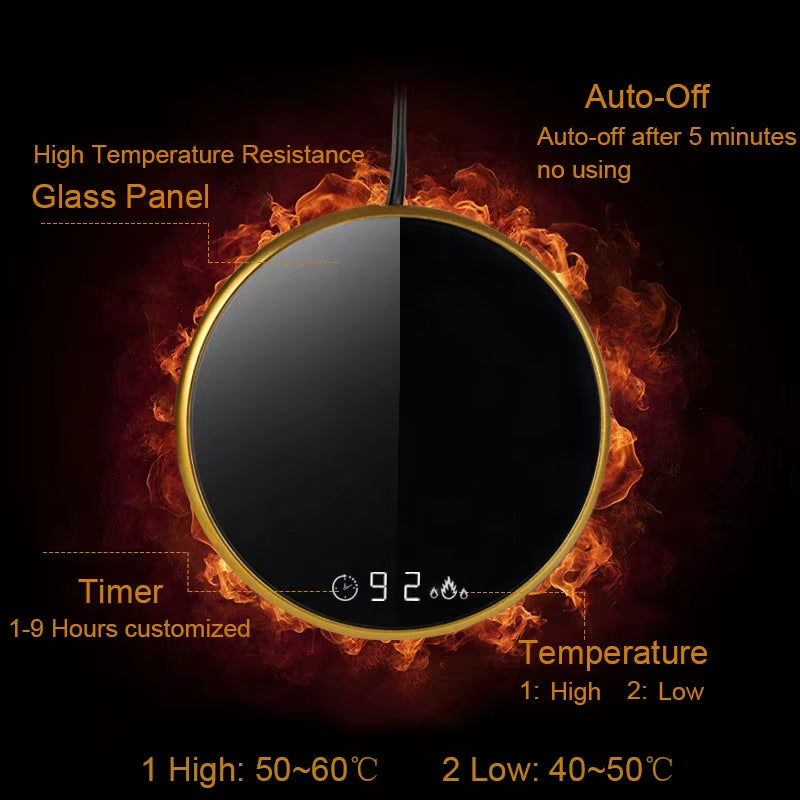 Mini Smart Coaster Cup Warmer Electric Heater Coffee Mug Water Bottle Warmer for Home Office with Timer 2 Temperatures Settings