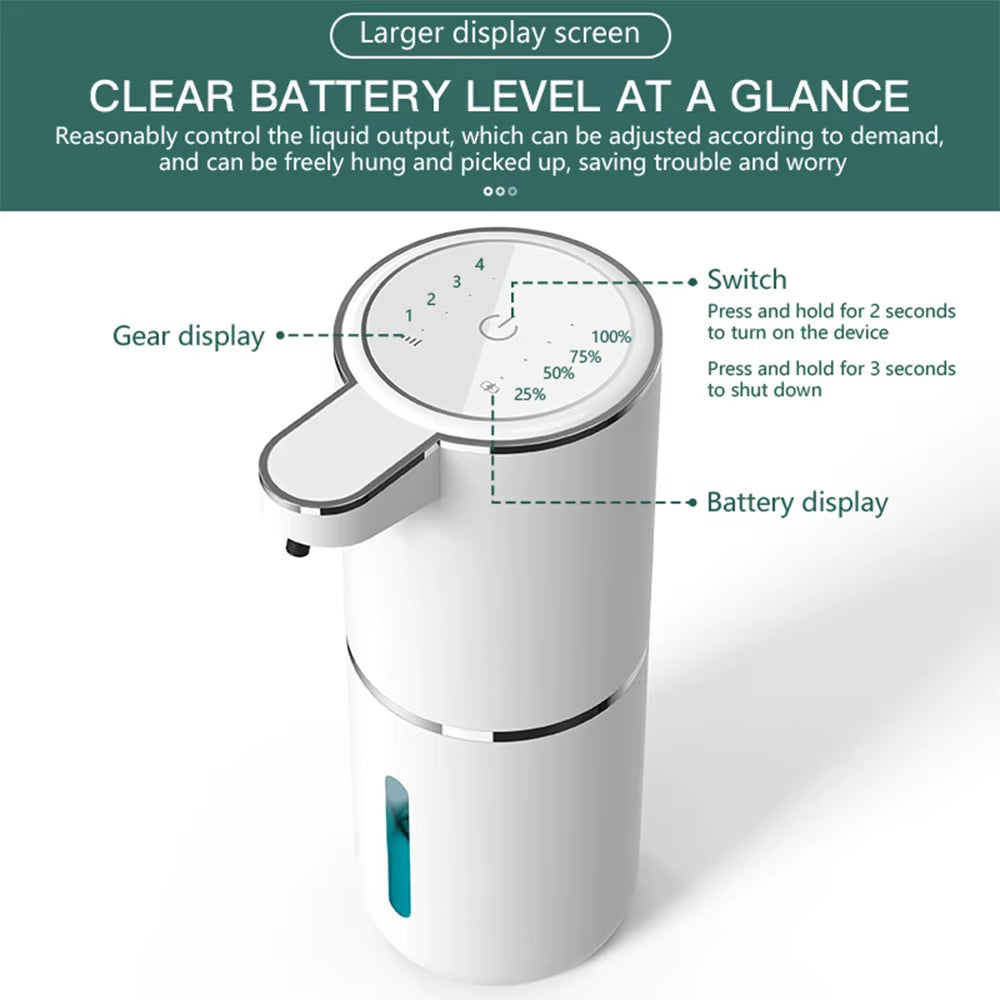Automatic Touchless Foaming Soap Dispenser 380Ml 4 Level Adjustable USB Rechargeable Electric Wall Mounted for Bathroom Kitchen