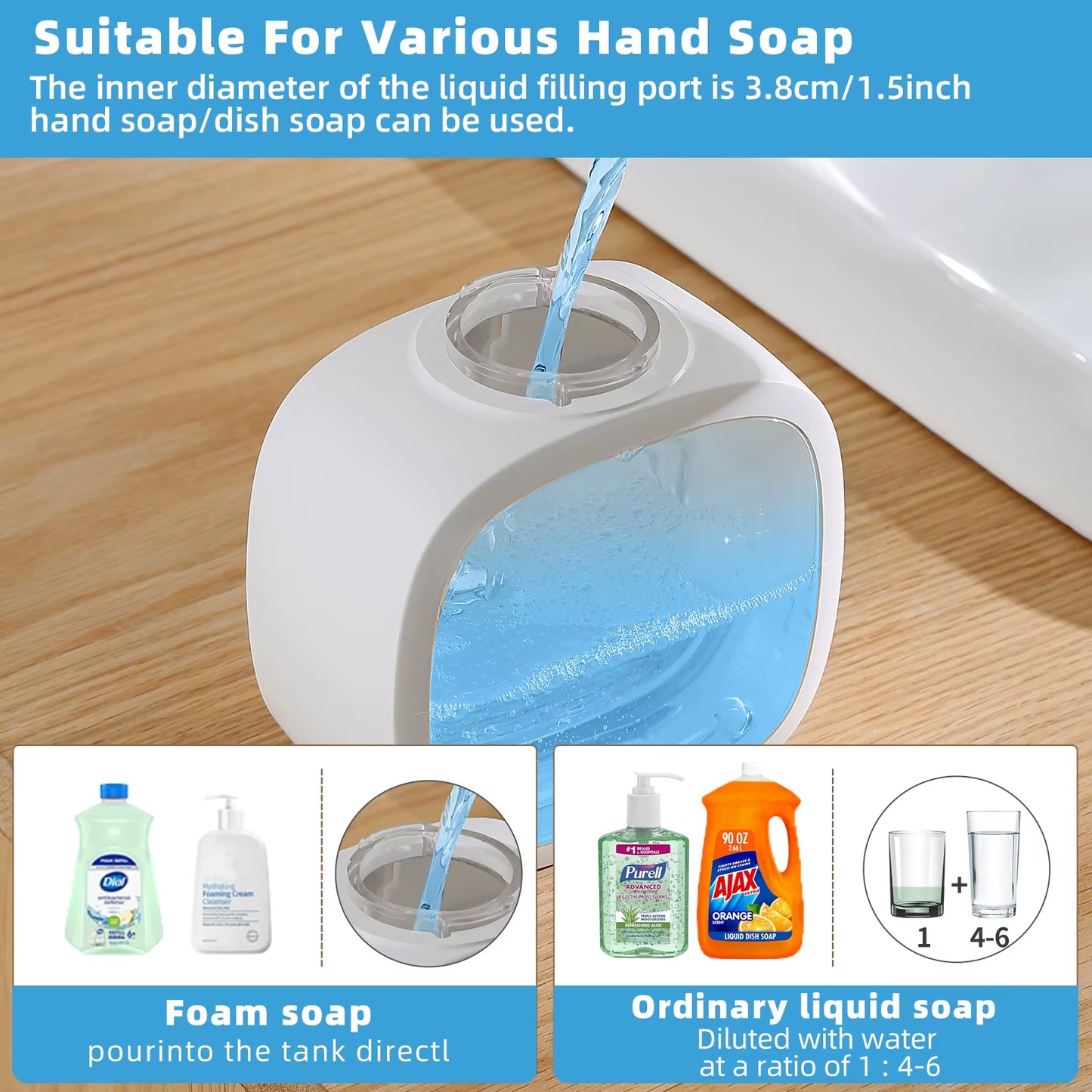 New Wall Mounted Automatic Soap Dispenser Foam Smart Hand Washing Machine 500Ml Liquid Rechargeable Bathroom Induction Sensor