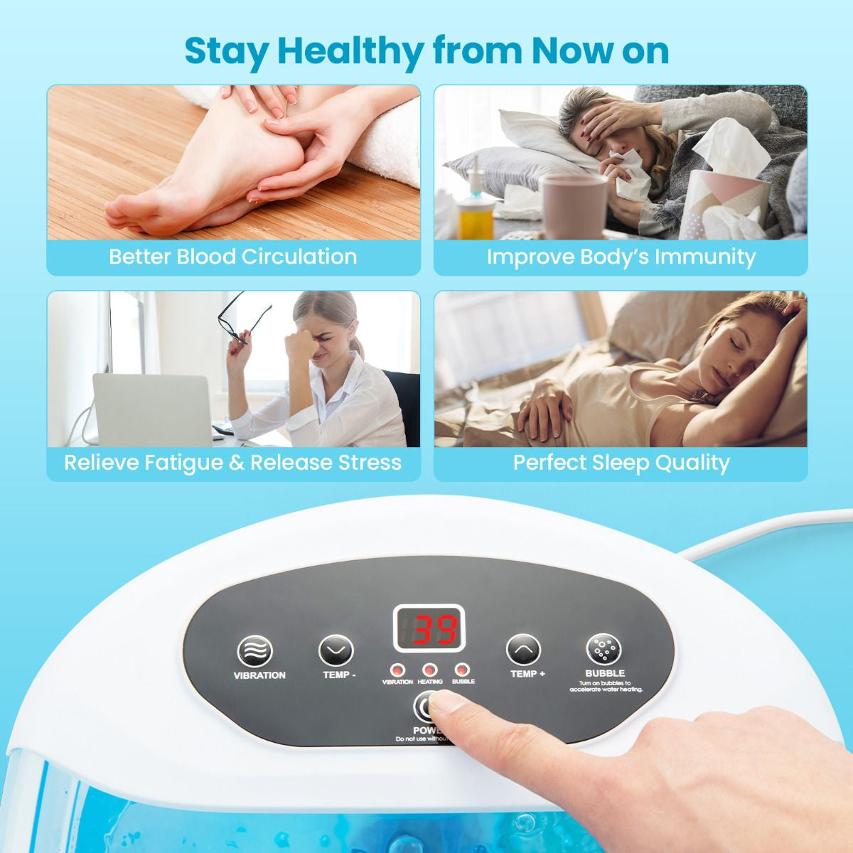 Foot Spa Massager with Removable Pedicure Stone