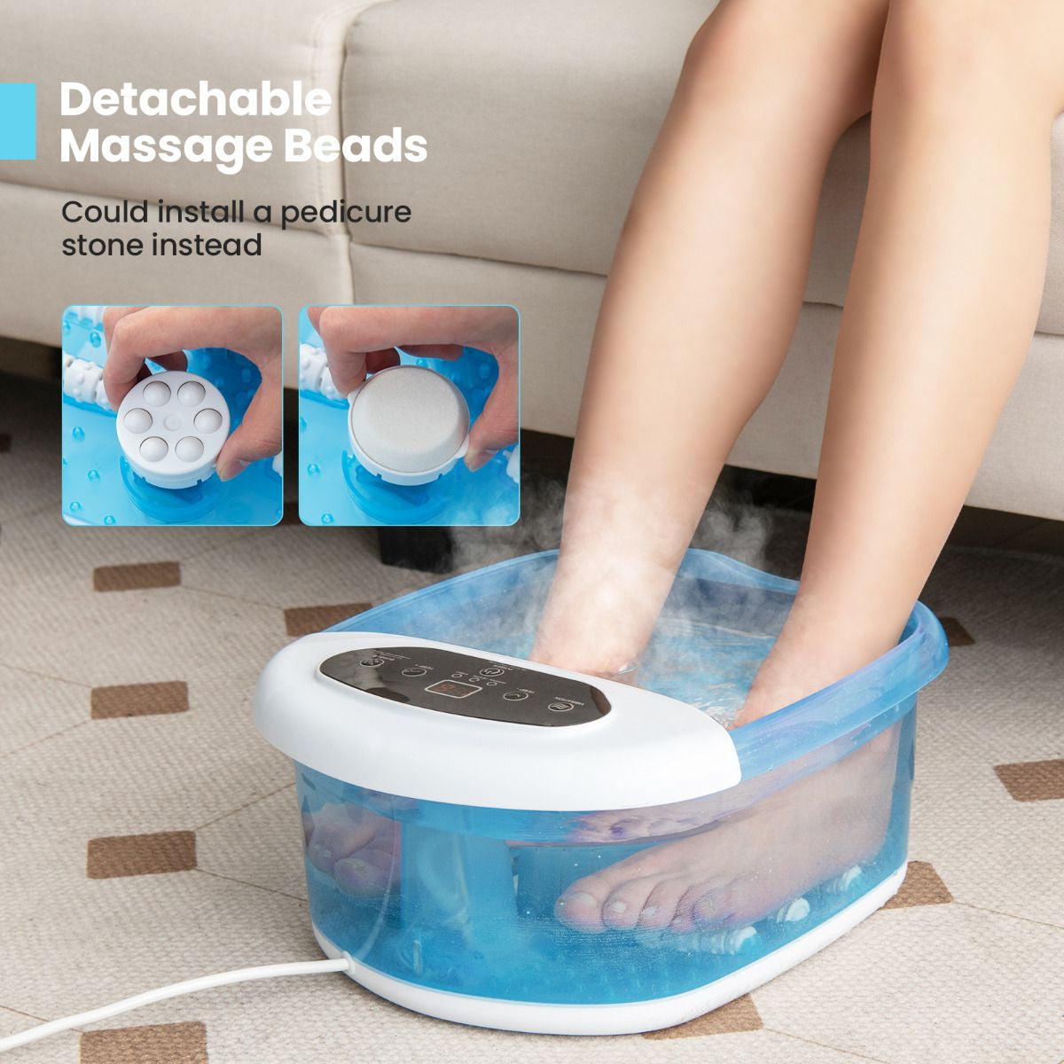 Foot Spa Massager with Removable Pedicure Stone