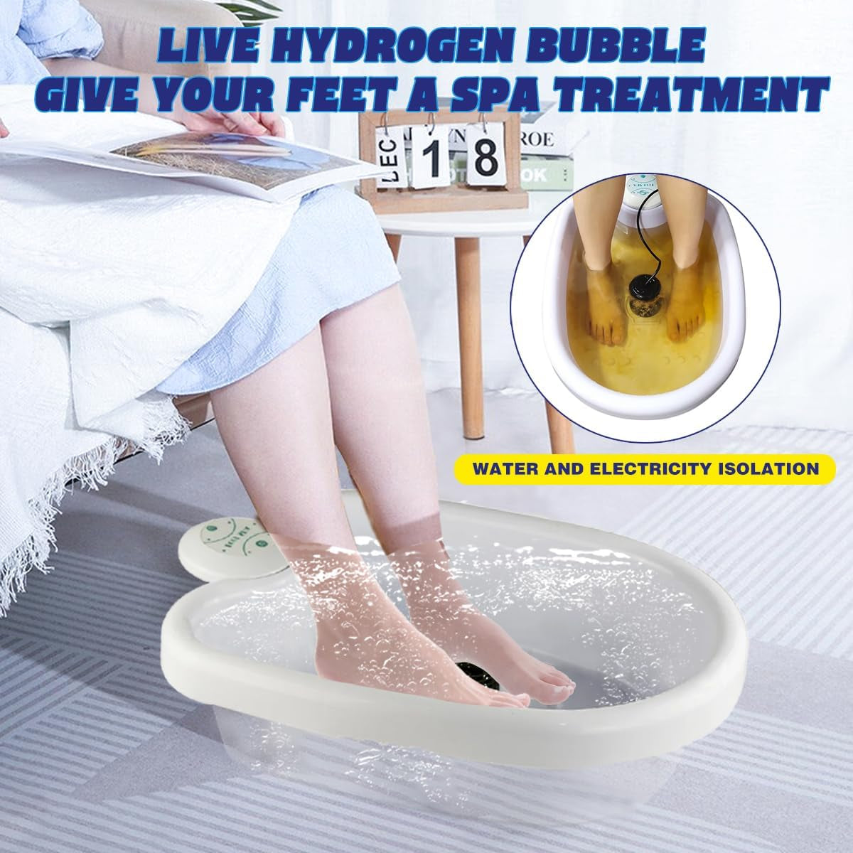Ionic Foot Spa, 2.0 Ionic Foot Bath Machine at Home Detox and Cleanse, Hydrogen Balance Ion Detox Footbath Motorized Massage Rollers, Improve Sleep