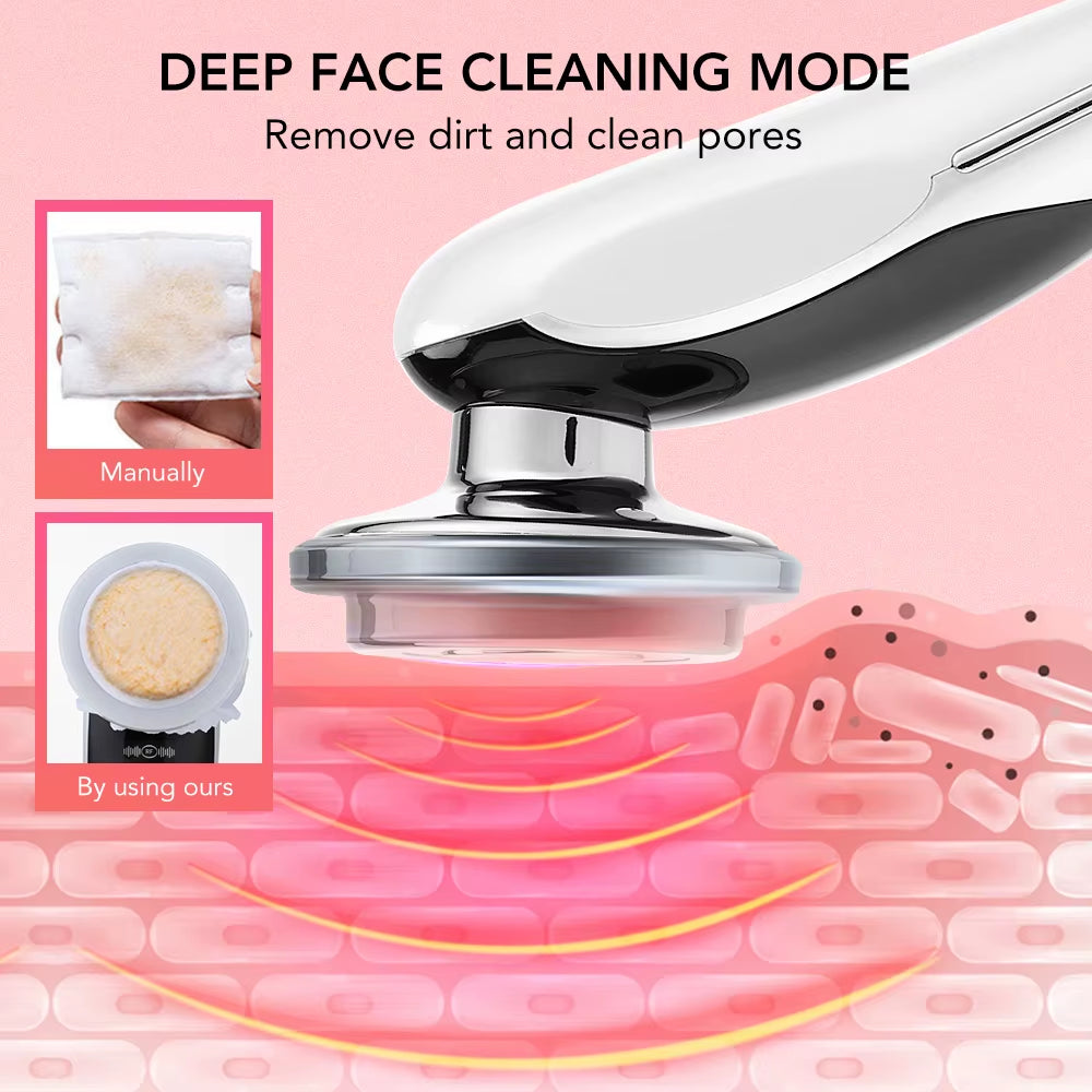 7In1 EMS Face Massager Lifting Beauty LED Face Skin +3 Colors LED Facial Neck Massager Photon Therapy Heating Wrinkle Removal