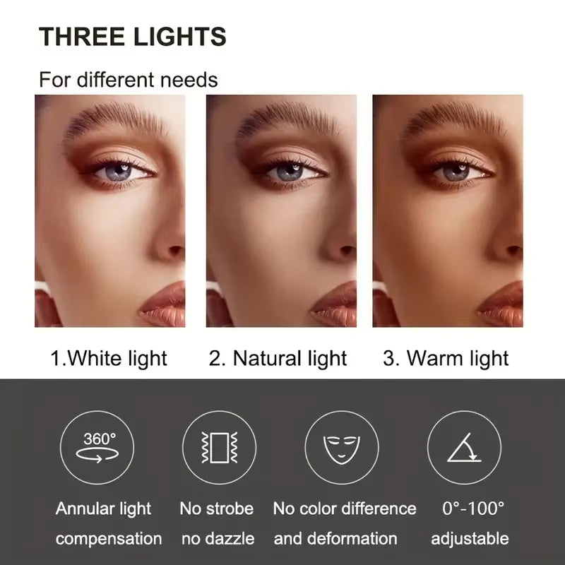 Foldable Makeup Mirror Rechargeable Portable Ladies' Dormitory Beauty Cosmetic Mirror with Lights Travel Touch Control Compact
