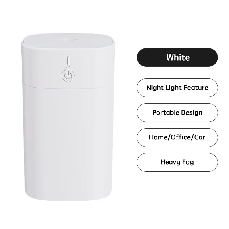 USB Mini Air Humidifier 400Ml Aroma Essential Oil Diffuser for Home Car Ultrasonic Mute Mist Maker Diffuser with LED Color Lamp