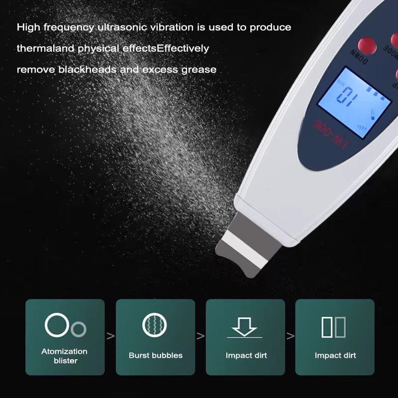 Ultrasonic Skin Scrubber Cleanser Face Cleaning Acne Removal Galvanic Facial Spa Ultrasound Peeling Clean Tone Lift LW006