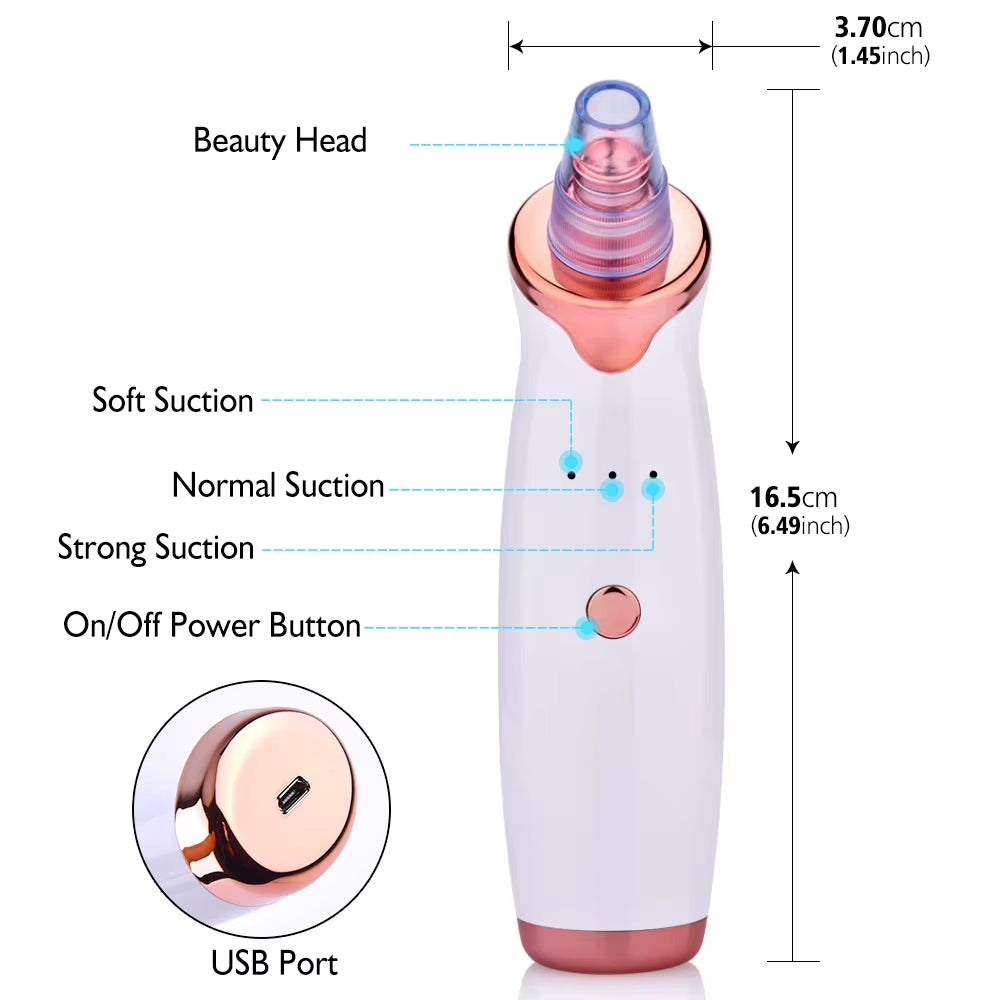 Electric Vacuum Suction Blackhead Remover USB Rechargeable Facial Pore Acne Cleaner Comedone Spot Ore Cleansing Pimple Extractor