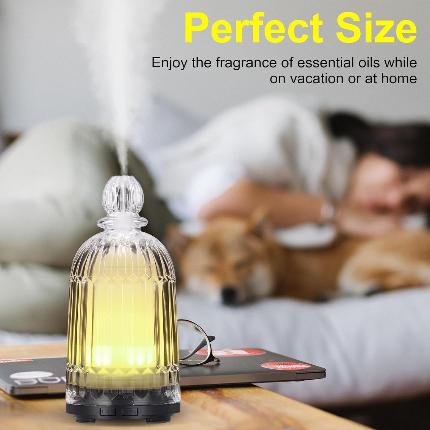 Topwell 120Ml Aroma Essential Oil Diffuser, Cool Mist Humidifier Ultrasonic Aromatherapy Diffuser with Adjustable Mist Mode, Waterless Auto Shut-Off and 7-Color LED Night Lights for Home Office Baby
