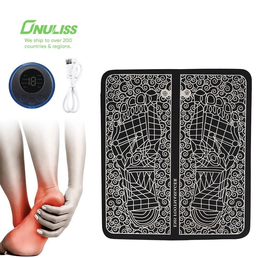 EMS Foot Massager Mat Electric Pad Blood Muscle Circulation Relief Pain LED USB