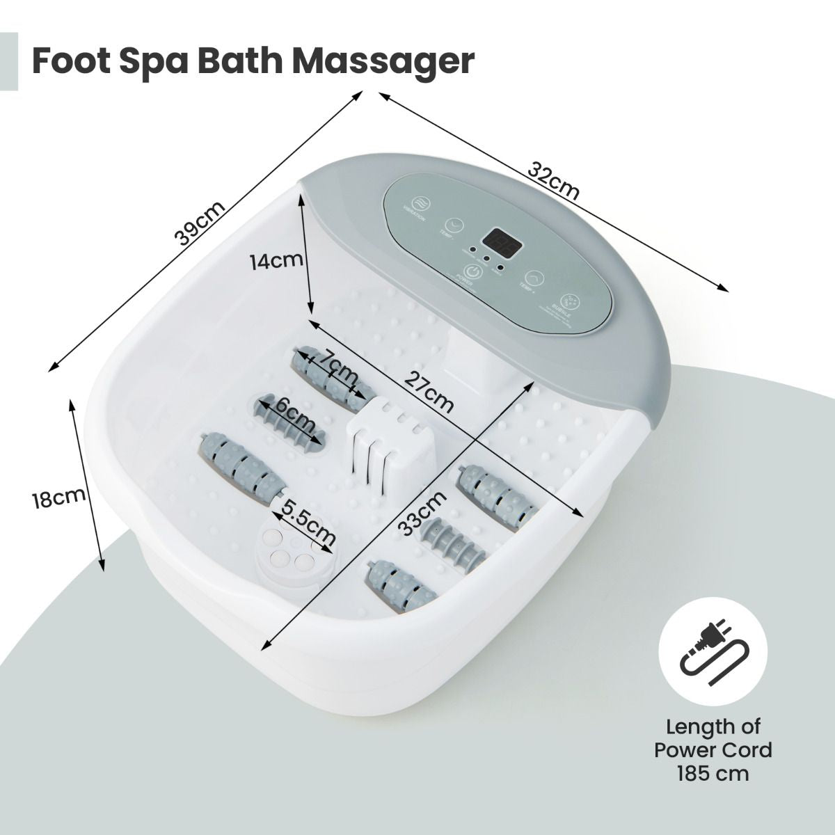 Foot Spa Massager with Removable Pedicure Stone