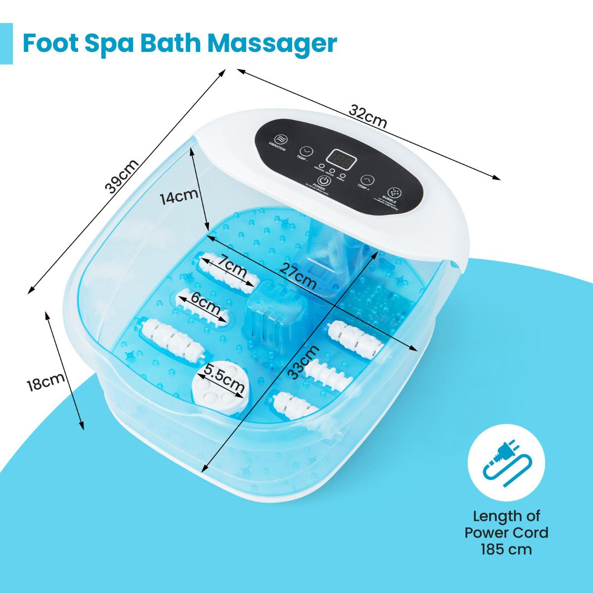 Foot Spa Massager with Removable Pedicure Stone
