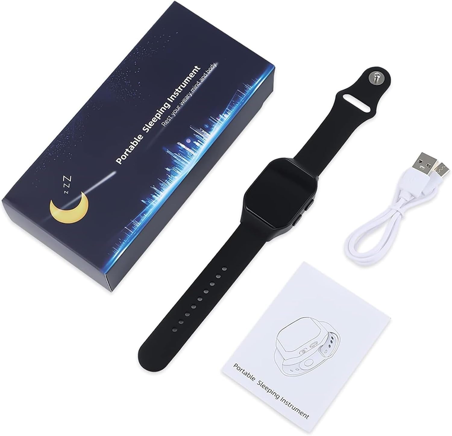 Sleep Aid Wristband Device, Portable Microcurrent Sleep Technology Aid Machine with Microcurrent Low- Frequency Pulse and 3 Gear Adjustable Modes and Compact, for Stress Relief