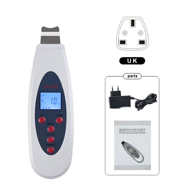 Ultrasonic Skin Scrubber Cleanser Face Cleaning Acne Removal Galvanic Facial Spa Ultrasound Peeling Clean Tone Lift LW006