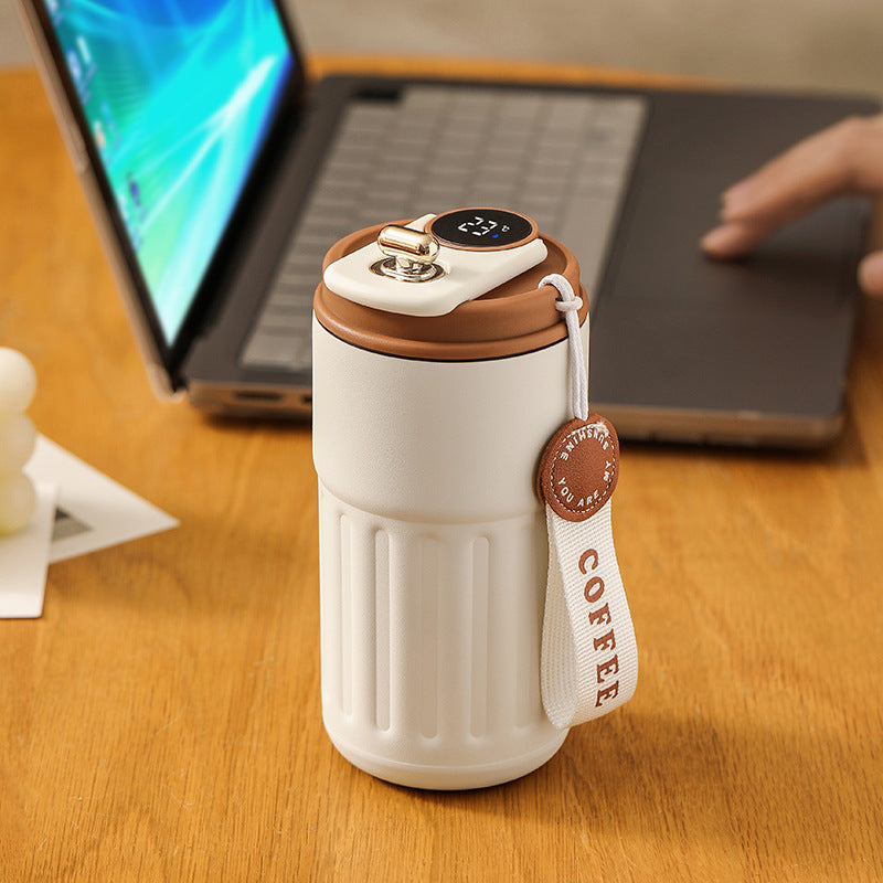 Smart Digital Thermal Bottle Portable Coffee Mug Stainless Steel Water Bottle In-Car Insulated Cup Keep Cold Vacuum Flasks 450Ml