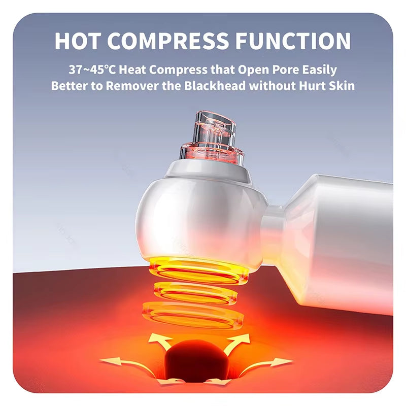 2025 New Blackhead Remover Pore Vacuum with Hot Compress Electric Facial Hydrating Cleaner Pimple Extractor Face Beauty Device