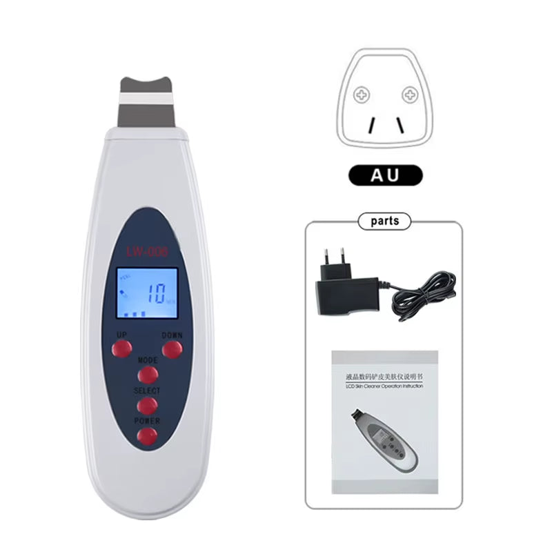 Ultrasonic Skin Scrubber Cleanser Face Cleaning Acne Removal Galvanic Facial Spa Ultrasound Peeling Clean Tone Lift LW006