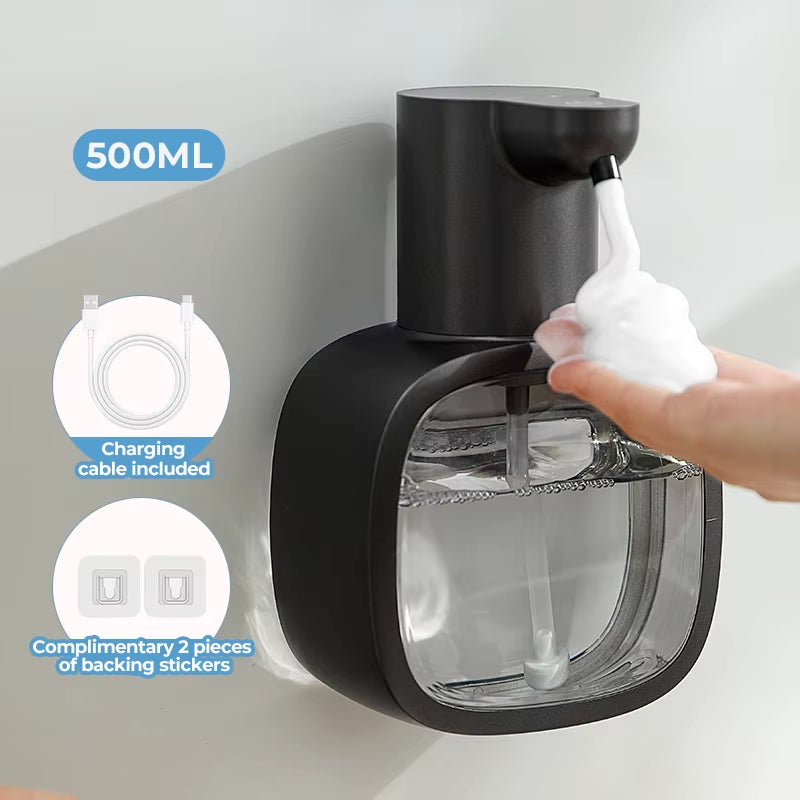 New Wall Mounted Automatic Soap Dispenser Foam Smart Hand Washing Machine 500Ml Liquid Rechargeable Bathroom Induction Sensor