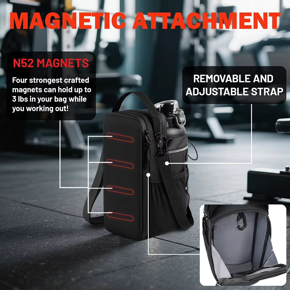 Magnetic Gym Bag Magnetic Sling Pocket Bottle Holder Crossbody Bag Gym Pouch for Men and Women