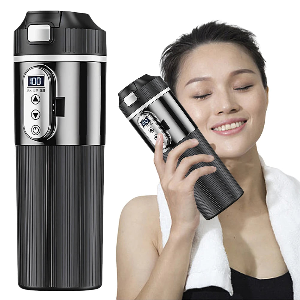 12V/24V Stainless Steel Thermos Cup Car Heating Cup 500ML Smart Temperature Sensor Coffee Milk Heated Kettle Water Warmer Bottle
