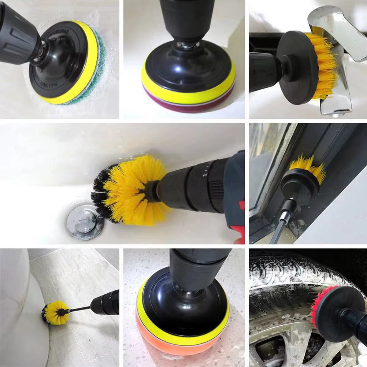 Electric Drill Brush Kit Electric Cleaning Brush Tool for Car Tile Bathroom Brush Bathroom Kitchen Plastic Scrubber Brushes