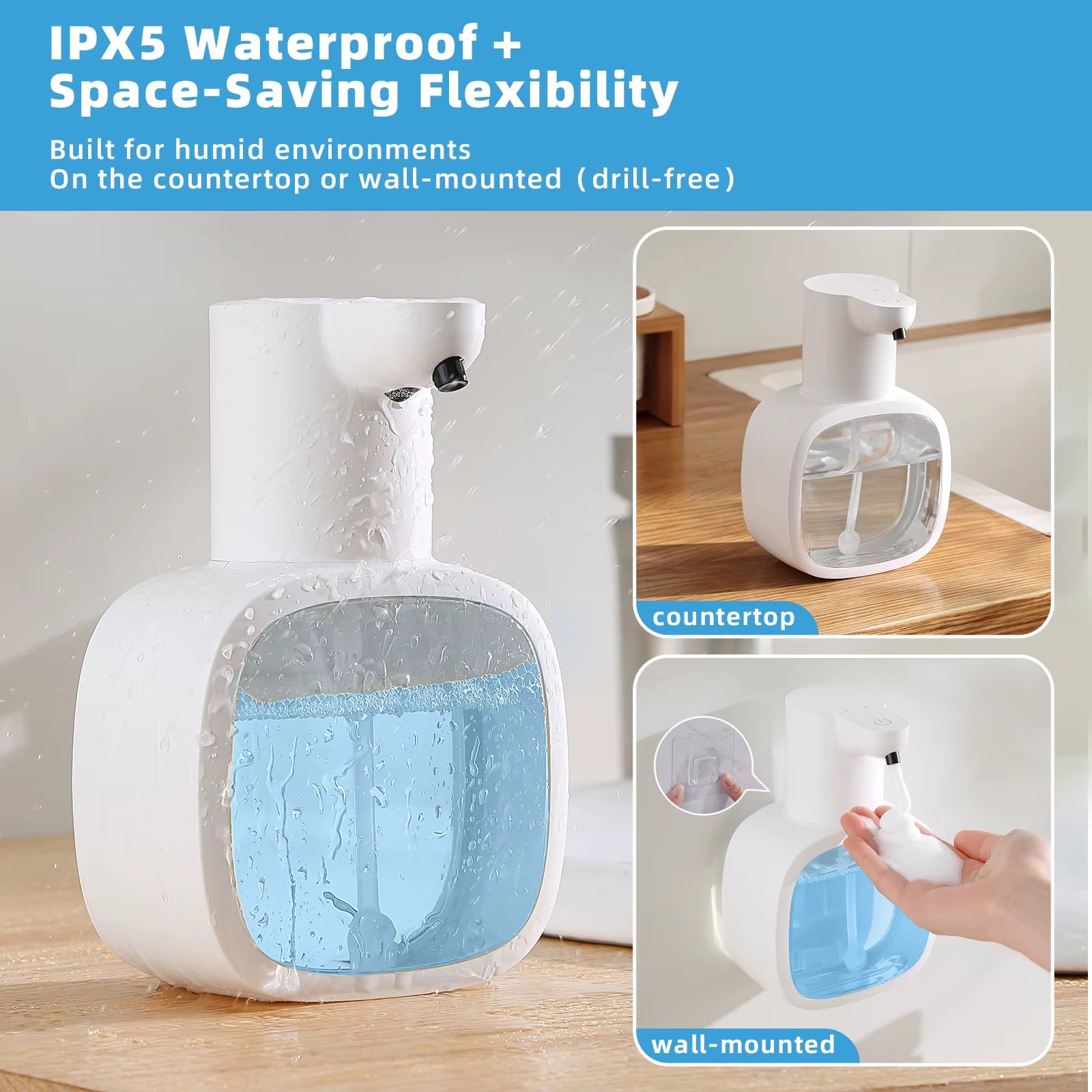 New Wall Mounted Automatic Soap Dispenser Foam Smart Hand Washing Machine 500Ml Liquid Rechargeable Bathroom Induction Sensor