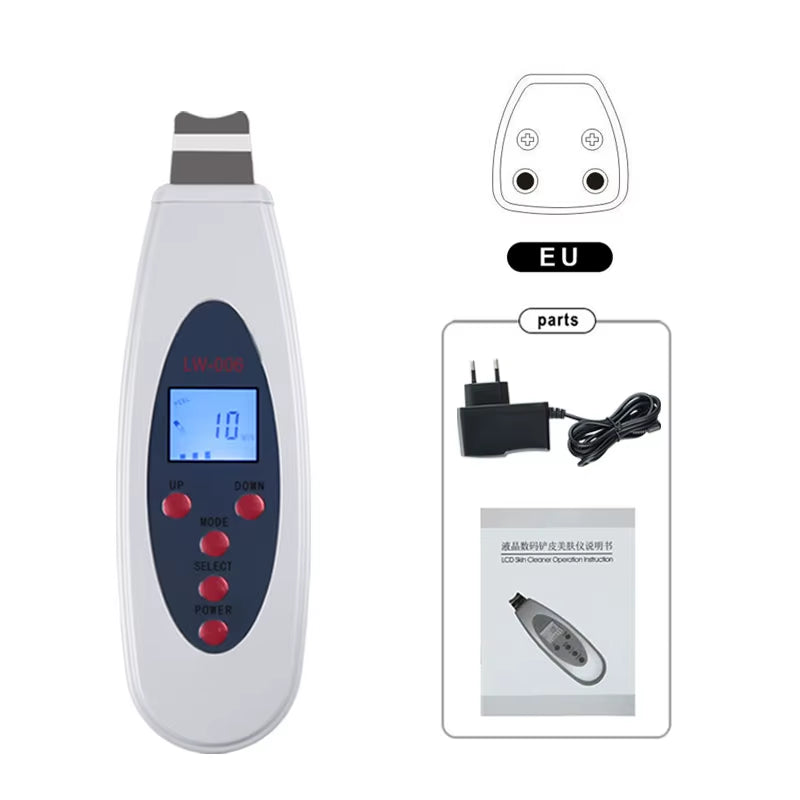 Ultrasonic Skin Scrubber Cleanser Face Cleaning Acne Removal Galvanic Facial Spa Ultrasound Peeling Clean Tone Lift LW006
