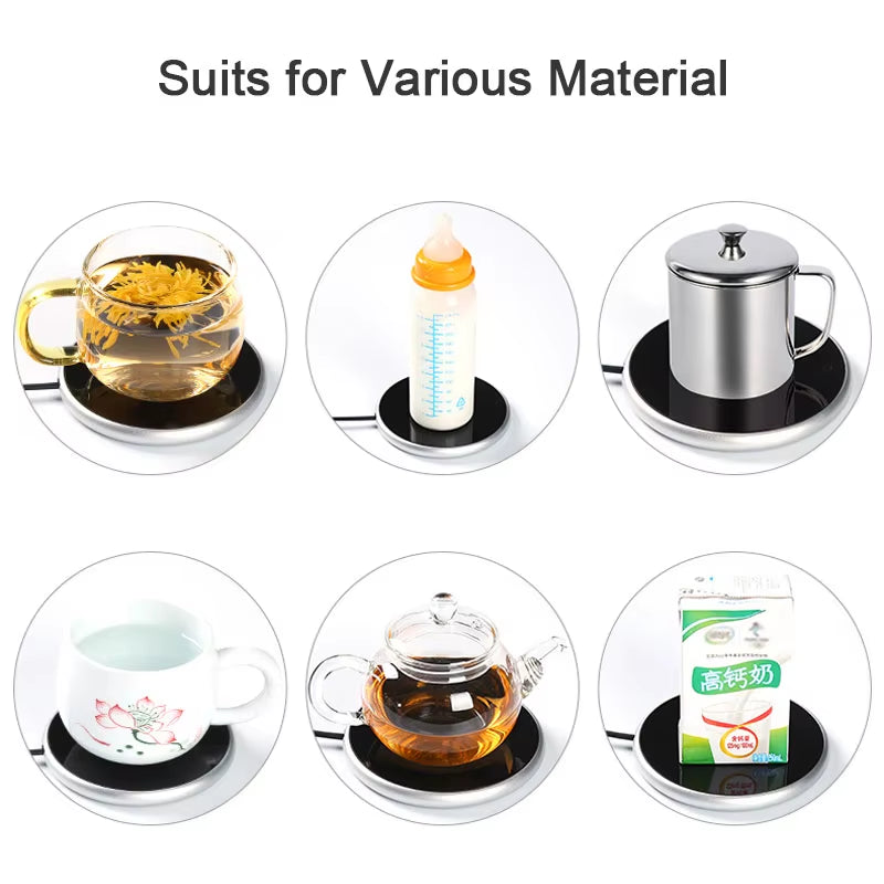 Mini Smart Coaster Cup Warmer Electric Heater Coffee Mug Water Bottle Warmer for Home Office with Timer 2 Temperatures Settings